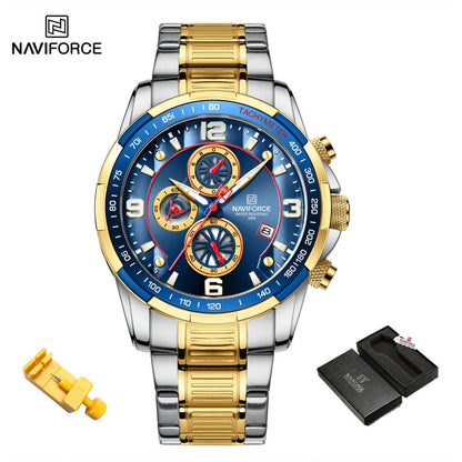 Temperament Men Luxury Fashion Design Gold Men Watches Multifunction Luminous Quartz Male WristWatch Relogio Masculino