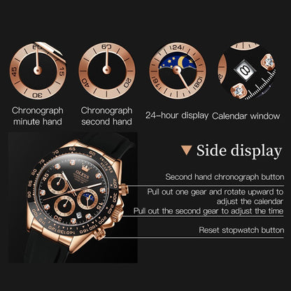 OLEVS New Luxury Men Watches Quartz Watch Silicone Sport Date Chronograph Waterproof Luminous Multifunction Men's Quartz Watch