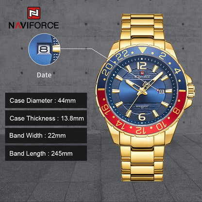 Top Brand Man Quartz Wristwatch Luxury Gold Watch Business Classic Stainless Steel Calendar Clock Waterproof