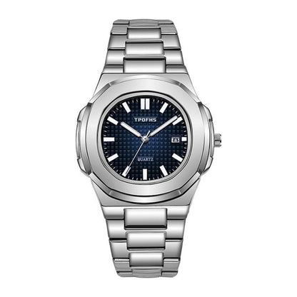 Men With Calendar Luminous Waterproof Steel Band Quartz Watch Nautilus Simple Sports Business Clock Relogio Masculino