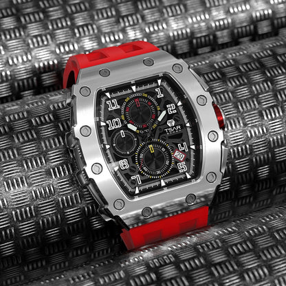 Men Watch Top Brand Luxury Tonneau Clock 50M Waterproof Stainless Steel Wristwatch Sport Chronograph Watch for Men