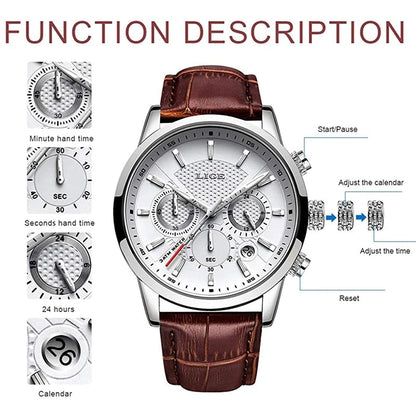 Watch Men Fashion Sports Quartz Clocks Mens Watches Top Brand Leather Military Waterproof Date Watch Relogio Masculino