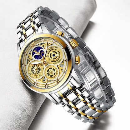 Ladies Watch Woman Luxury Fashion Waterproof Watch for Women Watches Quartz Stainless Steel Clock Gift Relogio Feminino+Box