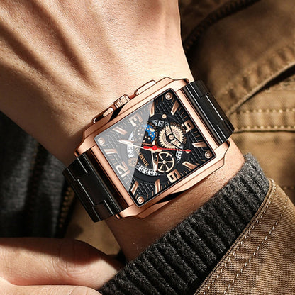 Relogio Masculino Wrist Watches Men Top Brand Luxury Golden Men Watches Gold Big Male Wristwatch Man Square Golden Dial