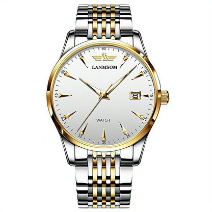 Casual Sport Chronograph Men Watches Stainless Steel Band Wristwatch Big Dial Quartz Clock with Luminous Pointers