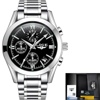 Men Watches Top Brand Luxury Military Quartz Watch Premium Leather Waterproof Sport Chronograph Watch for Men