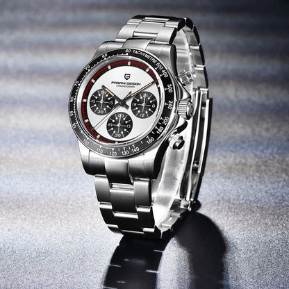 PAGANI DESIGN New Classic Men Quartz Watch Ceramic Bezel  Stainless Steel Waterproof Clock Luxury Sapphire Glass Chronograph