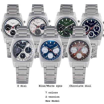 New 37mm Chronograph Watch of Men Seagull ST1902 Swan neck Movement Waterproof Mechanical Wristwatches Dome Sapphire