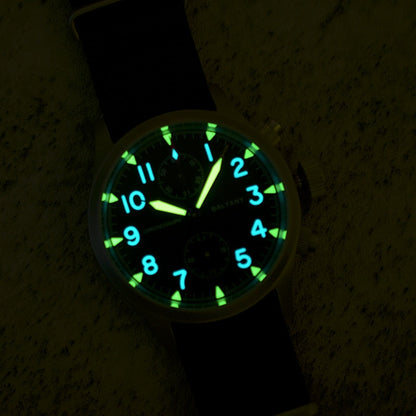 Baltany Retro Quartz Chronograph Watch Stainless Steel Case Fabric Strap 100M Waterproof Multifunction Military Watches