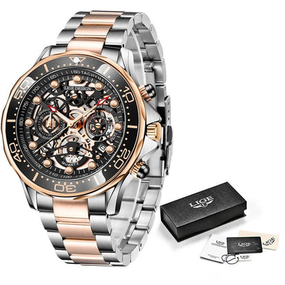 Gold Mens Watche Top Brand Luxury Stainless Steel Quartz Watch For Men Waterproof Sport Clock Male Chronograph