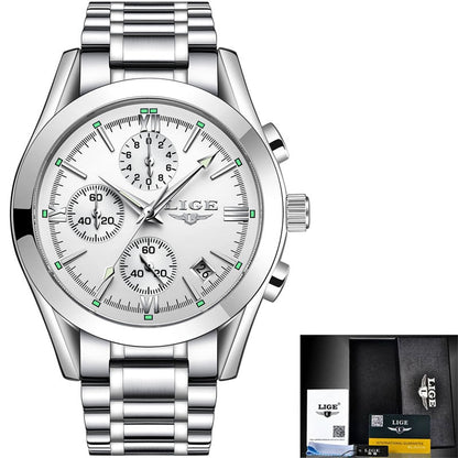 Men Watches Top Brand Luxury Military Quartz Watch Premium Leather Waterproof Sport Chronograph Watch for Men