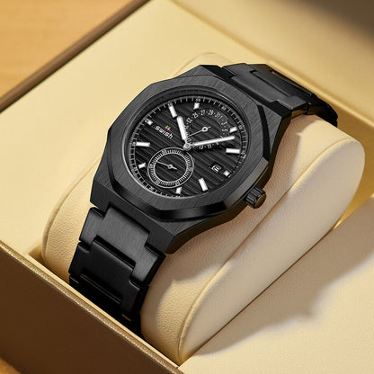 Fashion Octagonal Chronograph Quartz Watches Men Top Brand Luxury Golden Stainless Steel Wristwatch Man Waterproof 3ATM