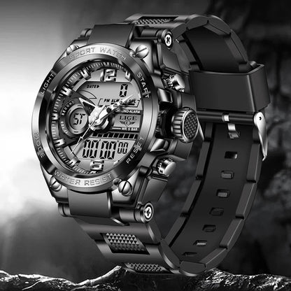 LIGE Men Military Watch Top Brand 50m Waterproof Wristwatch LED Alarm Clock Sport Watch Male relogios masculino Sport Watch Men
