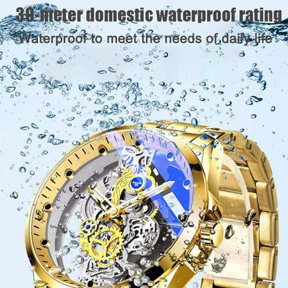 New Men Watch Skeleton Automatic quartz Watch Gold Skeleton Vintage Man Watch Mens Watches Top Brand Luxury часы мужские