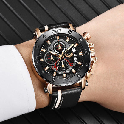 New Business Leather Men Watches Top Brand Luxury Quartz Watch For Men Waterproof Sport Big Dial Military Wristwatch