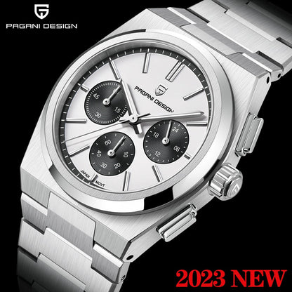 New Classic Men Sport Quartz Watches Sapphire Stainless Steel VK63 Waterproof Clock Relogios Masculinos