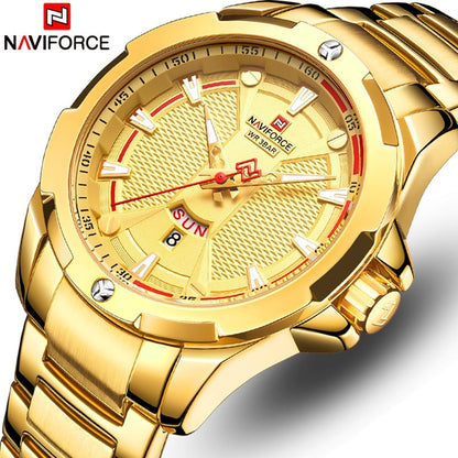 Luxury Gold Watch Men New Military Sport Quartz Wristwatch Casual Clock Stainless Steel Waterproof Watches