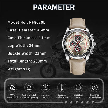 Luxury NAVIFORCE 100% Original Fashion Watch For Men Multifunction Sport Waterproof Man Quartz Wrist Watches Clock