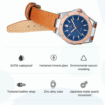 Minimalist Design Sports Watch for Women Casual Quartz Ladies Leather Wrist Watches Polygon Case Female Clock