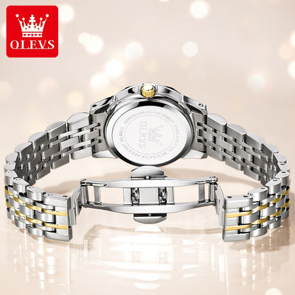 OLEVS 9931 New Business Quartz Watch for Men Dual Calendar Luxury Diamond Dial Waterproof Stainless Steel Strap Men Wristwatch