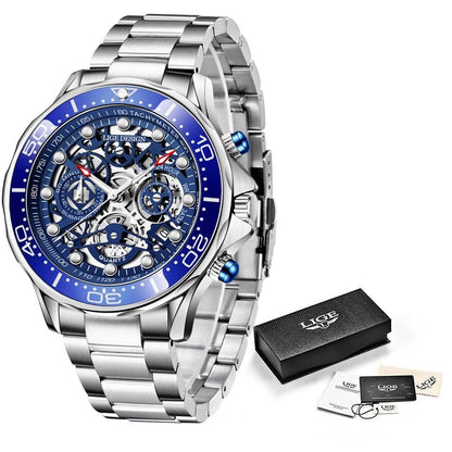 Gold Mens Watche Top Brand Luxury Stainless Steel Quartz Watch For Men Waterproof Sport Clock Male Chronograph