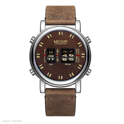 New Luxury Watches Men Military Sport Roller Pointer Quartz Watch Man Fashion Stainless Steel Mesh Strap Wristwatch Brown Silver