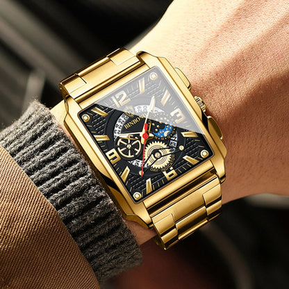 Relogio Masculino Wrist Watches Men Top Brand Luxury Golden Men Watches Gold Big Male Wristwatch Man Square Golden Dial