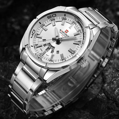 New Men Quartz Watches Full Steel Waterproof Casual Date Sport Military Wrist Watch Relogio Masculino