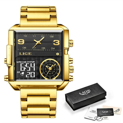 Men Quartz Digital Watch Creative Sport Watches Male Waterproof Wristwatch Montre Homme Clock Relogio Masculino Steel Gold Black, China