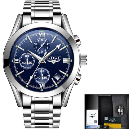 Men Watches Top Brand Luxury Military Quartz Watch Premium Leather Waterproof Sport Chronograph Watch for Men