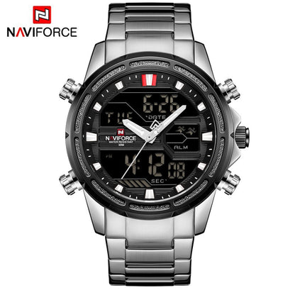 New Watches for Men Luxury Brand Digital Chronograph Sport Quartz Wristwatch Waterproof Military Steel Band Luminous Clock