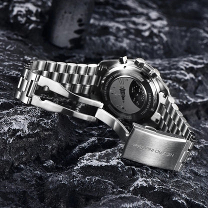 Men Watches 100M Waterproof Date Speed Chronograph Quartz VK63 AR Sapphire mirror Full Steel Watch