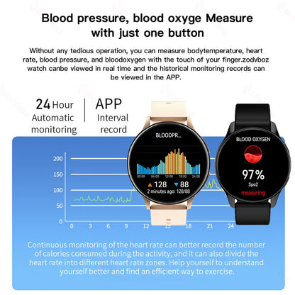 New Smart Watch Round Smartwatch Bluetooth Calls Watches Men Women Fitness Bracelet Custom Watch Face +Gift Box