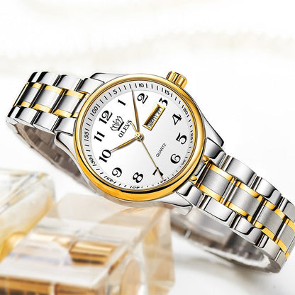 OLEVS Luxury Quartz Watch for Women Elegant Stainless Steel Watch Luminous Waterproof Week Date Wristwatch Ladies Dress Watch