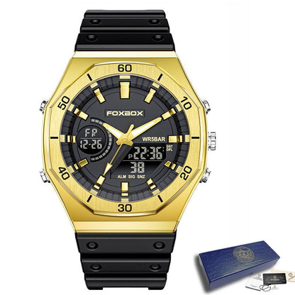 New Dual display Watches For Men Casual Sports Chronograph Quartz  Big Dial Wrist Watch Silicone Waterproof Digital Clock