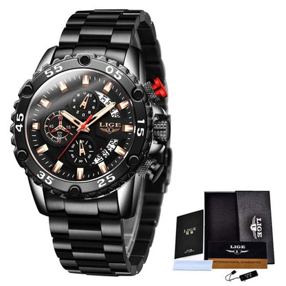 Luminous Men Watch Sport Army Men Watches Waterproof Quartz Clock Man Chronograph  Military WristWatch All black S