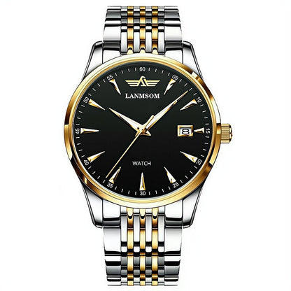 Casual Sport Chronograph Men Watches Stainless Steel Band Wristwatch Big Dial Quartz Clock with Luminous Pointers