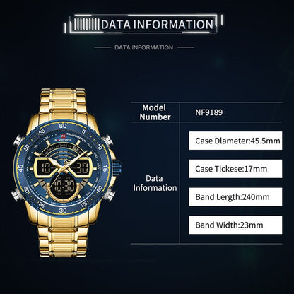 Men Watches Luxury Original Quartz Digital Analog Sport Wrist Watch for Men Waterproof Stainless Steel Clock