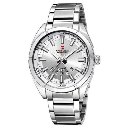 Business Men Quartz Watches 44MM Fashion Stainless Steel 30M Waterproof Date Wrist Chronograph Relogio Masculino Silvery White No box, No