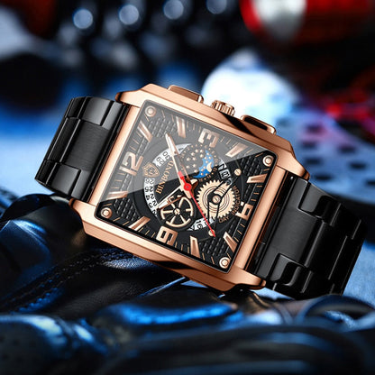 Relogio Masculino Wrist Watches Men Top Brand Luxury Golden Men Watches Gold Big Male Wristwatch Man Square Golden Dial