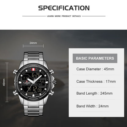 New Watches for Men Luxury Brand Digital Chronograph Sport Quartz Wristwatch Waterproof Military Steel Band Luminous Clock