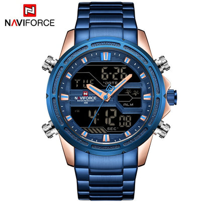 New Watches for Men Luxury Brand Digital Chronograph Sport Quartz Wristwatch Waterproof Military Steel Band Luminous Clock