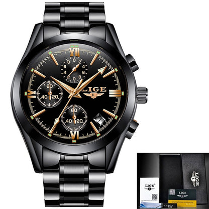 Men Watches Top Brand Luxury Military Quartz Watch Premium Leather Waterproof Sport Chronograph Watch for Men