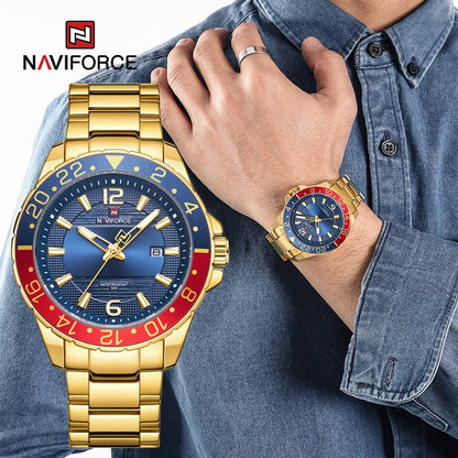 Top Brand Man Quartz Wristwatch Luxury Gold Watch Business Classic Stainless Steel Calendar Clock Waterproof