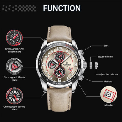 Luxury NAVIFORCE 100% Original Fashion Watch For Men Multifunction Sport Waterproof Man Quartz Wrist Watches Clock