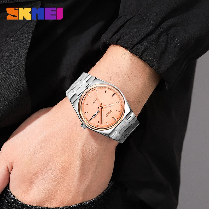 New Casual Quartz Clock Male Full Steel Time Week Date Sports Watch Mens Waterproof Business Wristwatches Man reloj hombre