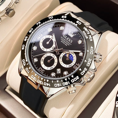 OLEVS New Luxury Men Watches Quartz Watch Silicone Sport Date Chronograph Waterproof Luminous Multifunction Men's Quartz Watch