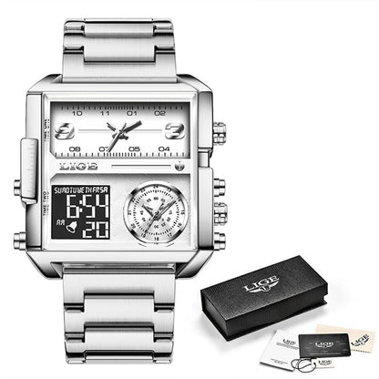 Men Quartz Digital Watch Creative Sport Watches Male Waterproof Wristwatch Montre Homme Clock Relogio Masculino Steel Silver White, China