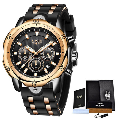 LIGE Fashion Watch for Men Sports Watches Waterproof Quartz Date Clock Military Wrist Watch Watch