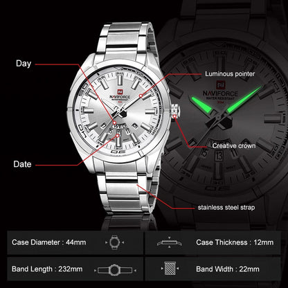 New Men Quartz Watches Full Steel Waterproof Casual Date Sport Military Wrist Watch Relogio Masculino